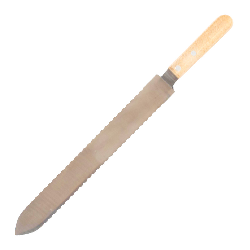 Odvíčkovací nůž nerezový s dřevěnou rukojetí, oboustranně ozubený