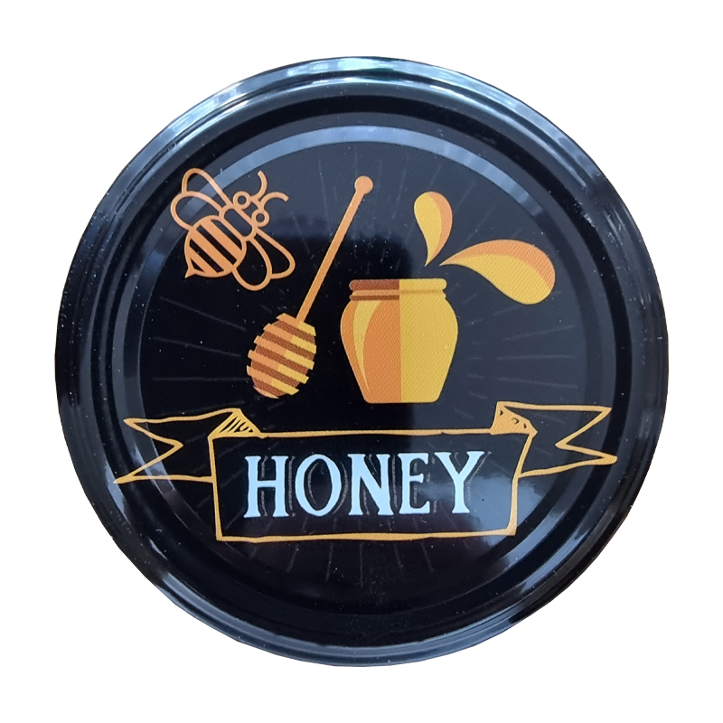 Víčko na med TO 82 - Honey černo-oranžové