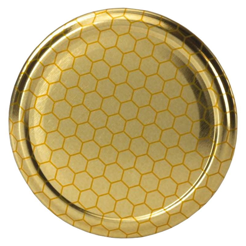 Víčko na med TO 82 - Hexagon oranžový na zlatém